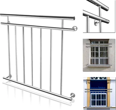 Obrázek produktu pro XINZI nerezové zábradlí 100x90cm - neodnímatelné, francouzský styl, snadná údržba, pro balkon/terasu, stabilní ochrana balkonu