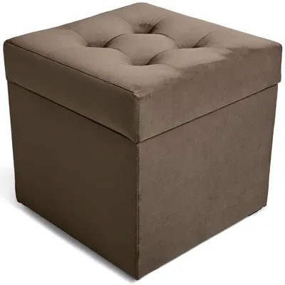 Produktbild von MG Design Polsterhocker Braun 45x45 cm - Stauraum 50L, bis 300 kg, samtig-weich mit Schimmer, pflegeleicht, für Wohnzimmer & Flur