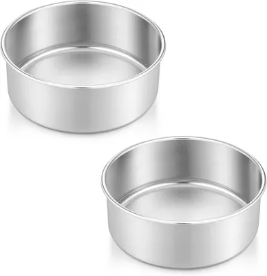 Zdjęcie produktu dla Formy do pieczenia okrągłe, ze stali nierdzewnej, o średnicy 14 cm, zestaw 2 sztuk, do ciast i quiche