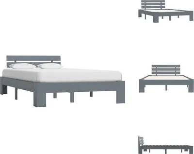 Image de vidaXL Lit en bois massif pin gris 120x200 cm - Lits & sommiers