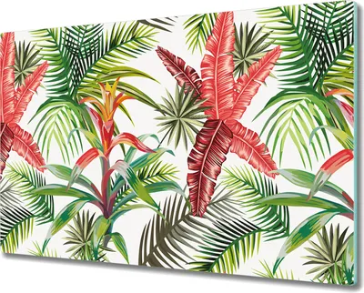 Produktbild von Glas-Herdabdeckplatte Glaskeramikkochfeld-Abdeckung Spritzschutz - 80x52 cm - Tropischer Dschungel