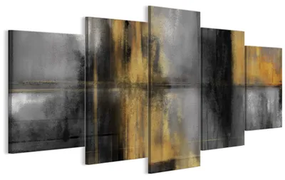 Produktbild von LUMASOUL Wandbilder Wohnzimmer 5-teilig Leinwandbild Abstrakt 22 100x50 cmMehrteilige Wanddeko für Schlafzimmer Flur Büro