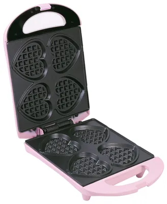 Produktbild von Bestron Waffeleisen für Herzwaffeln am Stiel, Waffelmaker mit Antihaftbeschichtung für Herzform-Waffeln, Retro Design, 780 Watt, Farbe: Rosa