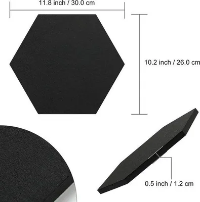 Produktbild von Famanu Memoboard Sechseckig - Selbstklebendes Filz-Pinnboard in Schwarz-Grau