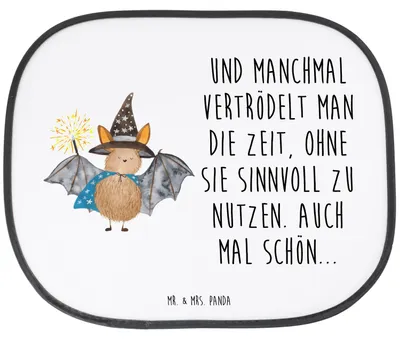 Produktbild von Mr. & Mrs. Panda Sonnenschutz Auto Fledermaus Zauberer - Weiß - Geschenk, fenster, Fledermäuse, saugnapf, Reinsteigern, hitzeschutz, autofenster, Lustige Sprüche, Magier
