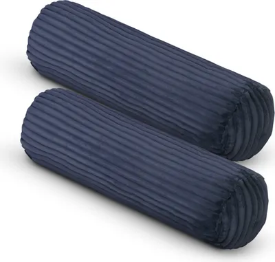 Zdjęcie produktu dla Poduszka dekoracyjna Ø20x70 cm, kolor granatowy, zestaw 2 sztuk, miękka i przytulna poszewka z zamkiem błyskawicznym, poduszka na sofę