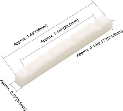 Immagine prodotto di Osso bovino, capotasto bianco, 38 mm, ricambio per basso elettrico a 4 corde
