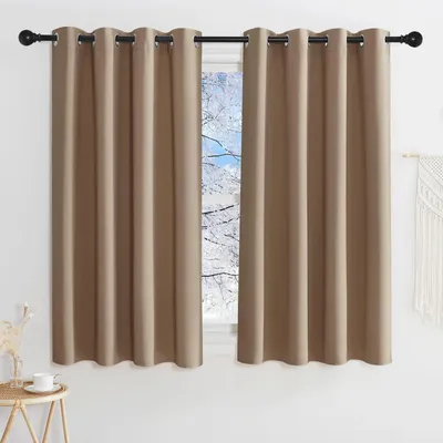 Produktbild von Verdunklungsvorhänge Kurz Blickdicht mit Ösen H160 x B140 cm (2er Pack) Cappuccino