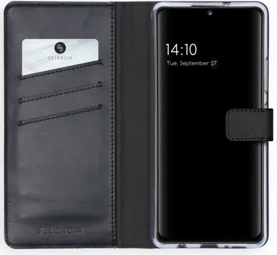 Produktbild von Selencia Echtleder Klapphülle Samsung Galaxy A42 - Schwarz