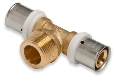 Produktbild von Selfio-Press Aluverbund Pressfitting T-Stück Außengewinde 20 x 2 - 3/4" - 20 x 2 TH + U Kontur DVGW