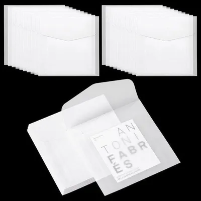 Obrázok produktu pre Priehľadné obálky, 50 kusov - 9,9 x 9,9 cm - Ekologický papier - Vhodné na pozvánky - Vhodné na fotografie a listy