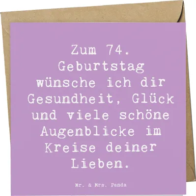 Produktbild von Mr. & Mrs. Panda Glückwunschkarte Spruch 74. Geburtstag - Lavendeltraum - Geschenk, Alter, Glückwunsch, faltkarte, Geburtstagsglück, Geburtstagsfeier, Grußkarte