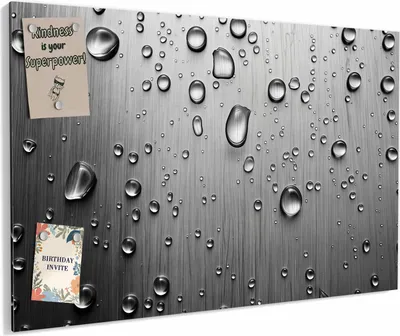 Produktbild von Magnettafel 60x40cm magnetisch & beschreibbar Metall-Board - Wassertropfen auf Metall