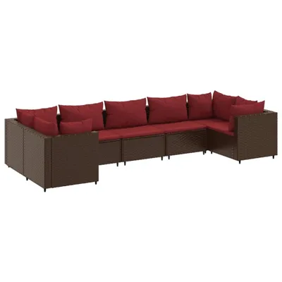 Imagen del producto de Set muebles de jardín 7 piezas y cojines ratán sintético marrón