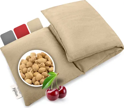 Zdjęcie produktu dla smøla – duża poduszka z pestkami wiśni do mikrofalówki, 47 x 19 cm – poduszka z ziarnami na szyję, ramiona i plecy | ogrzewacz na lędźwie | poduszka rozgrzewająca i chłodząca | naturalna termofor, kolor piaskowy