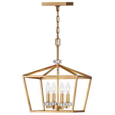 Zdjęcie produktu dla Żyrandol Stinson postarzany mosiądz 4xE14x60W kryształ wym:202,2x33x33cm IP20 Quintiesse