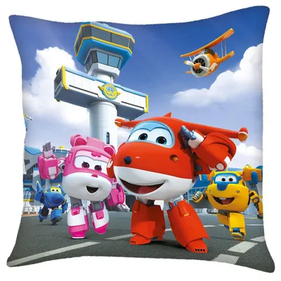 Produktbild von Flughafen | Kinder Deko-Kissen 40 x 40 cm | Super Wings | Wende-Motiv