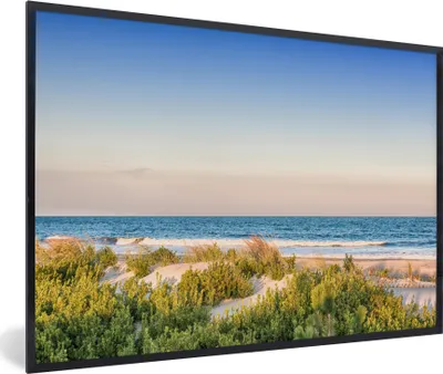 Produktbild von MuchoWow® MuchoWow® Gerahmtes Poster Strand - Pflanzen - Licht 90x60 cm - Poster mit zchwarzem Bilderrahmen - Fotorahmen - Foto-Plakat