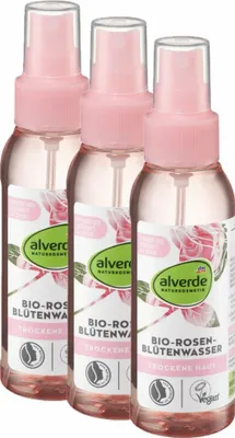 Produktbild von 3 x  alverde Naturkosmetik - Gesichtsspray - Bio-Rosenblütenwasser (3 x 100 ml)