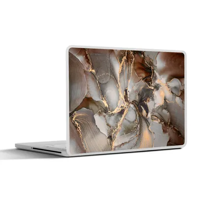 Produktbild von MuchoWow® Laptop Aufkleber Sticker Cover Grau - Gold - Marmor - Marmoroptik 25x18 cm - Laptop-Deko