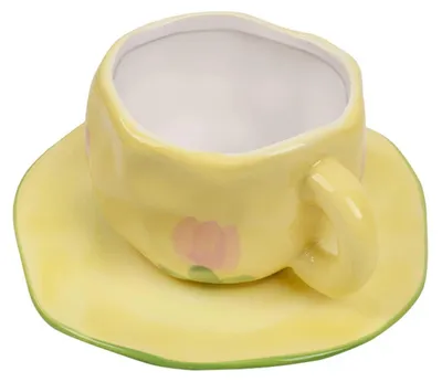 Image de Ensemble de tasses à café avec soucoupes, 300 ml, en céramique, motif tulipes, lot de 2