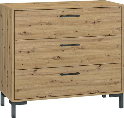 Imagen del producto de FURNLUX Cómoda Nevio, roble y , 92 cm / Color principal: Beige / Dimensiones: 92 x 83 x 40 cm