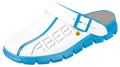 Produktbild von Abeba 37312 Clog weiß/ blau mit Aufdruck ESD - 44