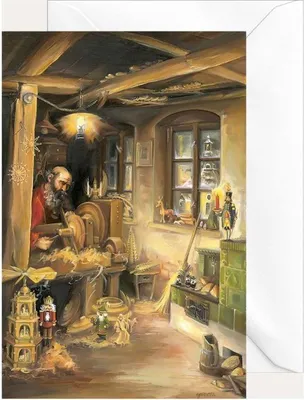 Immagine prodotto di Biglietto di Natale pieghevole "Erzgebirgische Werkstatt" con busta