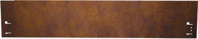 A long, narrow piece of Corten steel, likely a garden edging or border, shown horizontally against a plain brown background.