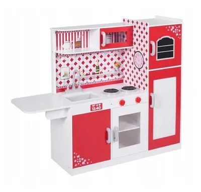Image de Cuisine pour enfants rouge BDMU KIDS, fabrication robuste, plateau en MDF