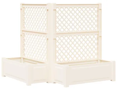 Produktbild von vidaXL Großer Pflanzer mit Rankgitter 2 pcs Weiß 143 x 143 x 133,5 cm