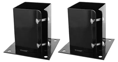 Stahlpfostenhalter 91x91x150mm, 2 Stück, schwarz, korrosionsbeständig