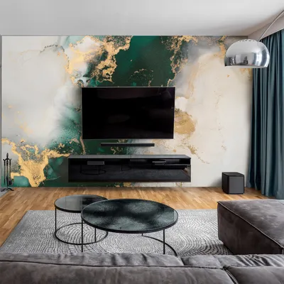 Produktbild von dedeco Wohnzimmerrückwand TV-Wand Wandpaneel Wohnrückwand Rückwand Tapetenersatz, Motiv: Marmor V15, 300 x 150 x 0,5cm, Nano-Protect: matt, wasserfest, robust, als Wandverkleidung aus Hartschaum PVC