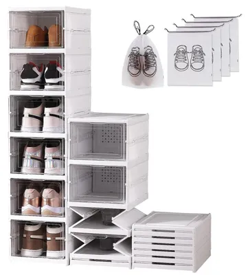 Produktbild von Schuhboxen Transparent Faltbar Stapelbar ABS 6 Ebenen bis Größe 46