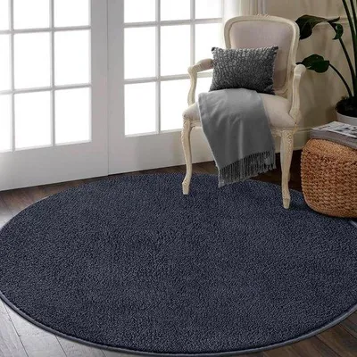 Produktbild von Teppich Modern Waschbar Grau Plüsch 80 cm