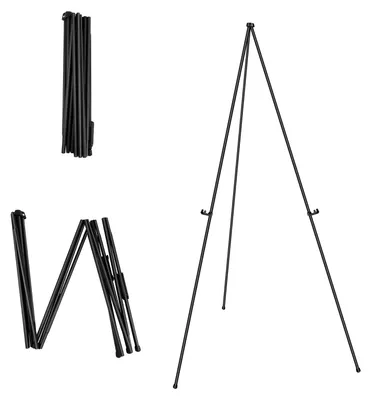 Zdjęcie produktu dla Stojak na płótno - stojak podłogowy do malarstwa - wysokość 160 cm - składany - metalowy - do płócien, plakatów, tablic ślubnych