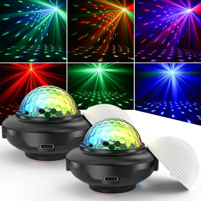 Produktbild von USB Mini Discokugel - LED Magic Ball Licht - Soundaktiviertes RGB Strobe - Fernbedienung - 3W DC5V - EU Stecker 2er Set