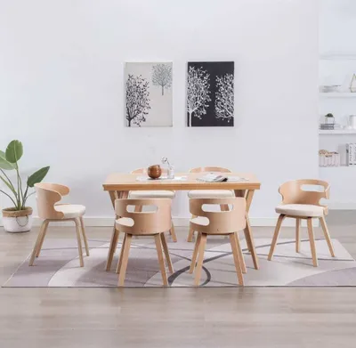Produktbild von Esszimmerstühle 6 Stk. Creme Bugholz und Kunstleder , Esszimmerstühle Design 2024