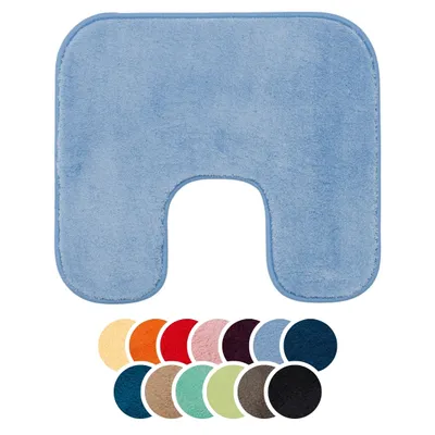 Produktbild von liebling Badteppich mit Bügelausschnitt, 100% Polyester, Anti-Rutsch Beschichtung, Serie Santos, 50 x 45 cm, 1500 g/m², 30 Grad waschbar, blau