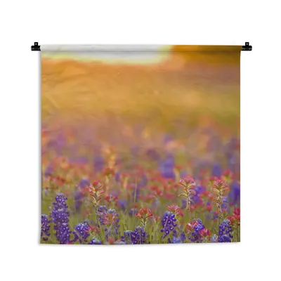 Produktbild von MuchoWow® Wandteppich Wandbehang Blumen - Gold - Sonne 60x60 cm Tapisserie Dekoration Wandtuch - Dekorationen - Wand Decke