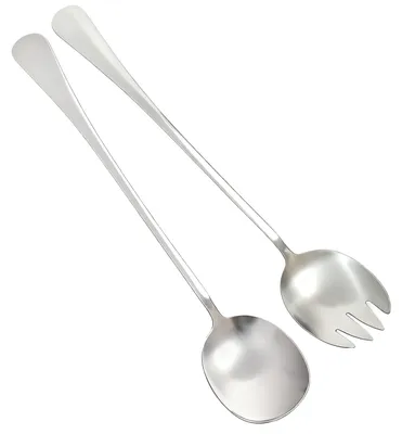 Productafbeelding van Salatbesteckset 28 cm - 2 delig RVS Salatlöffel en Salatgabel met Lange Handvatten