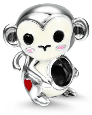 Produktbild von Gnoce Charm Affe mit Herz DSC021 Silber