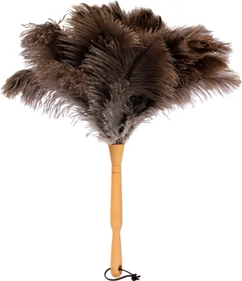 Image de Plumeau avec plumes d'autruche - Plumeau avec vraies plumes et manche en bois - fait main - longueur 50 cm z2921