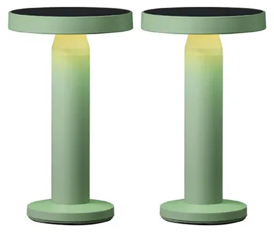Image de Luxus Europe - Lampe de table solaire Rio - Lot de 2 - Vert antique - Lampe de table LED solaire sans fil pour l'extérieur - Fonctionnement à l'énergie solaire et recharge USB-C