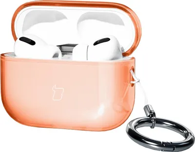 Produktbild von Elastische Hülle mit Karabiner für AirPods Pro 3, Bizon Case Headphone Clear, Orange
