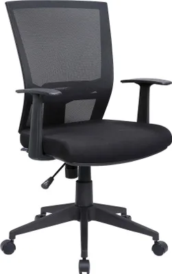 Produktbild von Bürostuhl Dlom, Mesh Chefsessel mit Armlehnen, Ergonomischer Bürositz, 59x64h96/106 cm, Schwarz