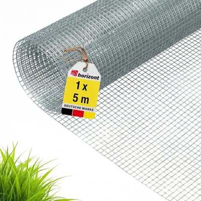 Produktbild von horizont Wühlmausgitter - 1 x 5 m - Maschenweite 6,3 mm - verzinkt - Drahtgitter feinmaschig, Volierendraht, Maulwurfgitter, Kaninchendraht, Vogelschutzgitter, Hasendraht, Maschendrahtzaun