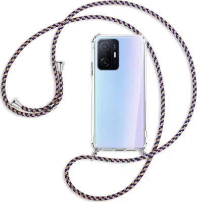 Produktbild von Handykette Backcover-Schutzhülle mit Band (Metall silberfarben) für Xiaomi Mi 11T - blau+beige