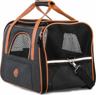 A pet carrier bag is shown against a white background.