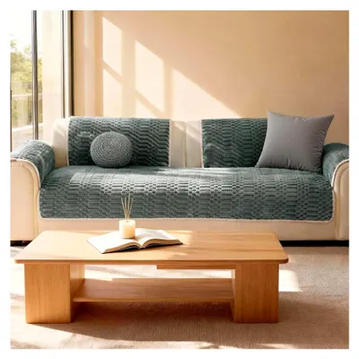 Produktbild von Waschbarer, rutschfester Sofabezug für 2-Sitzer Couch, universeller Sofaschutz in Grau, 70x150cm